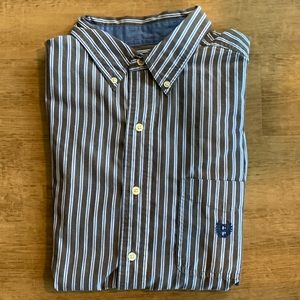 Blue and Taupe Chaps Button-down Shirt